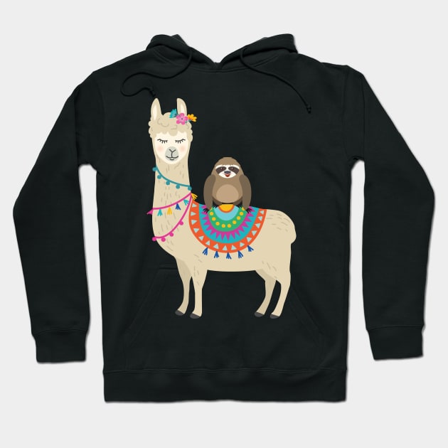 'Sloth Riding Llama' Funny Sloth Gift Hoodie by ourwackyhome